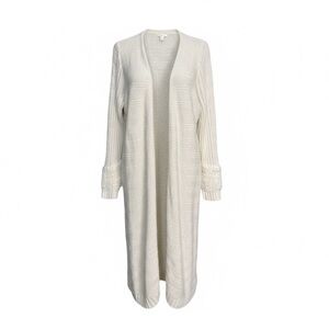 White Knit Open Long Cardigan Size L